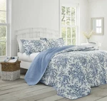Laura Ashley Bedford Quilt And Sham Set King Blue Delft. Fixed Price $148.00.