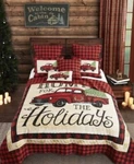 Virah Bella - Red Truck Holidays Christmas Quilt Set Full / Queen With 2 Shams. Fixed Price $75.00.