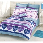 Girls Purple Pink Horse Pony Hearts Paisley Comforter Set Sheets Bed Bag. Fixed Price $69.99.