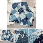 Microfiber Quilted Throw Blanket 50X60 Blue Boho Pattern Reversible Lap. Fixed Price $60.99.