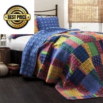 Lush Decor Misha Reversible Cotton Quilt Size 3 Piece King, Fuchisa/navy. Fixed Price $94.98.