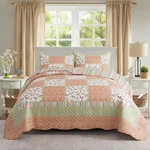 Newlake Quilt Set Queen Size Warm Orange Floral Reversible Bedding 2 Pillow Sham. Fixed Price $94.81.