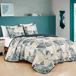 Esca Blue Triangle Bedspread Set King Size 3-PIECE Geomeric Quilt. Fixed Price $81.26.