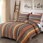 Chezmoi Collection Avery 3-PIECE Multi-color Striped 100% Washed Cotton Quilt.... Fixed Price $104.36.