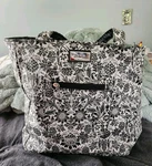 Bella Russo Reversible Tote Bag Black White Floral Polka Dot Medium. Fixed Price $20.00.