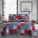 Jessy Home Plaid Quilt Set Queen Bedspreads Coverlet Red Blue White Patch.... Fixed Price $47.91.
