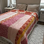 Anthropologie Boho 100% Cotton Patchwork Pink Stripe Reversible Quilt Queen. Fixed Price $100.00.