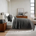 Evergracehome Cotton Sateen Quilt Set King 108"X96" Washed Blac 3PC Lightweight. Fixed Price $69.99.