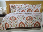 3 Pcs Finely Stitched Reversible Queen Quilt & Shams Set Avon - Red Coral Blue. Fixed Price $79.00.