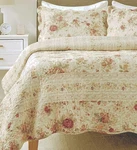 Antique Full Queen 3PC Quilt Set : Chic Cream Shabby Vintage Cottage Roses. Fixed Price $119.45.