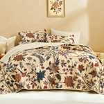 Floral Beige Quilt Queen Size - 3 Pieces Summer Botanical Birds Pattern. Fixed Price $60.99.