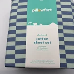 New Target Pillowfort Full Checkered Print Cotton Kids' Sheet Set Green Blue. Fixed Price $23.99.