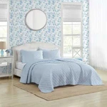 Laura Ashley Oxford Stripe Cotton Blue & White 2 Piece Quilt Set. Fixed Price $89.99.