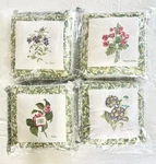 New Peking Handicrafts Cotton Zip Cover 4-PC Botanical Floral 15"X15 Pillow Set. Fixed Price $37.00.