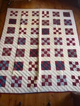 Handmade 9 Quilt Vintage Patchwork Red Blue Cream 80X68 Throw Twin. Fixed Price $249.00.