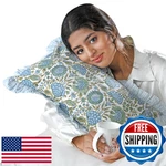 Ridhi Block Print Asparagus Green 20"X12" Set 1-100% Cotton Ruffle Lumbar Sham. Fixed Price $47.38.