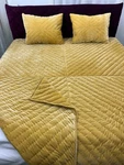 Golden Velvet Set Modern Quilted Bedspread, Pillow Covers Wedding Gift. Fixed Price $35.00.