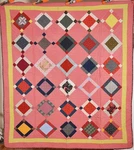 Colorful Vintage 1880'S Mennonite 4-PATCH Square Antique Quilt!. Fixed Price $675.00.