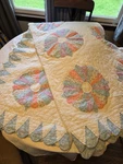 Vintage Dresden Plate Quilt Patchwork Pastel Scalloped Queen Midwest Made Usa. Fixed Price $148.50.
