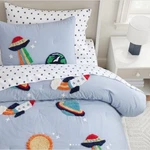 Pottery Barn Candlewick Space Full Queen Comforter Ufo Earth Rocketship Sun New. Fixed Price $187.77.
