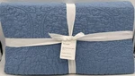 Pottery Barn Belgian Flax Linen Floral Stitch Full / Queen Quilt Cornflower Blue. Fixed Price $195.25.