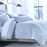 3PC Brooks Brothers Linen Blend Full Queen Quilt Sham Set Blue White Stripes New. Fixed Price $179.99.