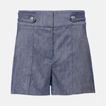 Nwt Veronica Beard Runo High-rise Linen Blend Shorts Blue Melange Size 10. Fixed Price $195.00.