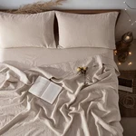 Linen King Size,bed 4 Piece Sets, Solid Color Natural Flax. Fixed Price $189.98.