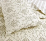 French Ivory Medallion Queen Quilt Set: Cozy Cotton Toile Stripe Shabby Floral. Fixed Price $84.45.
