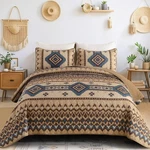 Beige Southwest Tribal Western 3 Piece Quilt Set King Coverlet. Fixed Price $69.99.