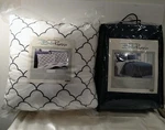 Queen Bedding Set Bella Russo Blue Reversible Coverlet 2 Shams Throw Pillows. Fixed Price $62.48.