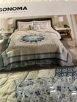 Sonoma Elizabeth Full Bedspread 96 X110 Floor Length Blue Embroidered Quilted. Fixed Price $89.91.