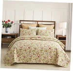 Merry Home Floral Quilt Set Size, Reversible Microfiber King Beige. Fixed Price $61.75.