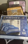 Haiti Bedspread & Reversible Quilt Set Queen/king/cal Blue Purple. Fixed Price $45.00.
