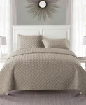 Vcny Home Nina Embossed Basketweave Quilt Set, King, Taupe. Fixed Price $28.88.