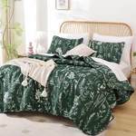 Janzaa Emerald Green Floral Queen Quilt Bedding Set Microfiber Reversible Bedspr. Fixed Price $94.69.