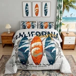Manfei Surfing Comforter Set Queen Size, Blue Orange Surfboards Bedding 3.... Fixed Price $68.04.