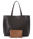Reversible Tote Bag - Vegan Leather Womens Shoulder With Wristlet, Black.... Fixed Price $56.17.