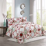 Christmas Embossed Printed Bedspread Coverlet Quilt Set, Red Cardinal Poinsettia. Fixed Price $68.99.