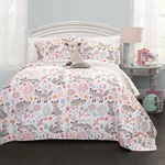Pixie Fox Reversible Quilt Set, 3 Piece Twin, Gray & Pink - Fun Lightweight. Fixed Price $57.99.