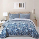 Wongs Bedding Blue Quilt Set King SIZE,3 Pieces Navy Floral Bedspread Cover. Fixed Price $46.99.