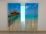 3D Curtain Printed Tropical Beach At Maldives Bungalow Wellmira Made To Measure. Fixed Price $63.00.