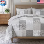 Slpr Silver Linings Cotton Quilt Set - Twin Size 1 Sham Neutral Pieced. Fixed Price $119.23.