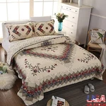 Embroidered Cotton Quilt Set Reversible Bedspread & Pillow Shams Comfort New. Fixed Price $194.60.