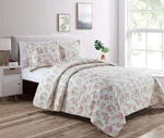 Chezmoi Collection Dakota 3-PIECE Printed Pink Rose Cotton Quilt Set F.... Fixed Price $103.54.