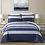 Finlonte Navy Queen 100% Cotton Quilts Size, Blue Striped Qu.... Fixed Price $128.73.