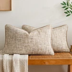 Moment Khaki Reversible Pillow Covers 2 Pack - Farmhouse Chenille Throw Pil.... Fixed Price $26.37.