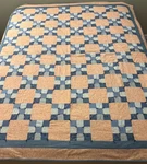 Handmade Cotton 9 Patchwork Quilt Bedspread Blue Peach Tied 66X78. Fixed Price $46.40.