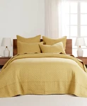 Levtex Home Cross Stitching 3-PC. Bedspread Set, Full Ochre (gold). Fixed Price $46.00.