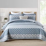 Kaloola Blue Quilt King Size, 100% Cotton Floral Striped Bedding S.... Fixed Price $141.56.